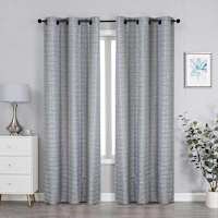 2-Pack Granville Grey Magnetic Closure Blackout Curtain Panel Set, 63"