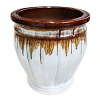 White Drip Glaze Ceramic Outdoor Planter, Small