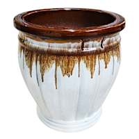 White Drip Glaze Ceramic Outdoor Planter, Large