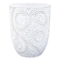 White Embossed Outdoor Planter, Medium