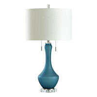 Blue Glass with Acrylic Base Large Table Lamp with Shade 31"