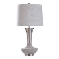 Silver Metal Fluted Large Lamp with Shade, 33"