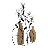 Flower Vase Metal & Wood Wall Decor, 18x21