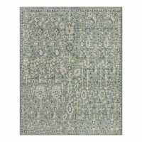 (B897) Honeybloom Green Floral Medallion Washable Area Rug, 8x10
