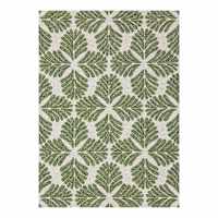 (A535) Found & Fable Green Botanical Hook Area Rug, 5x7