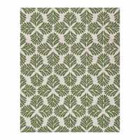 (A535) Found & Fable Green Botanical Hook Area Rug, 8x10