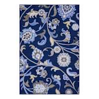 (D624) Seaton Navy Blue Floral Area Rug, 7x9