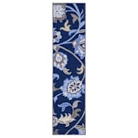 (D624) Seaton Navy Blue Floral Runner, 2x7