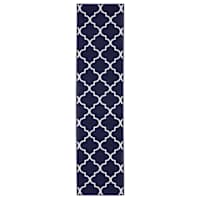 (D626) Brading Navy Blue Trellis Runner, 2x7