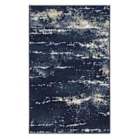 (D627) Andover Navy Blue Abstract Accent Rug, 3x4