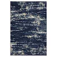 (D627) Navy Blue Andover Abstract Area Rug, 7x9