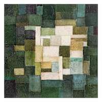 Green Sqaures Embellished Canvas Wall Art, 24"