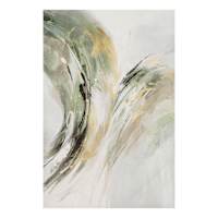 White & Gold Abstract Embellished Swirl Canvas Wall Art, 24x36