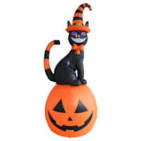 Cat on Jack-o'-Lantern Halloween Inflatable, 8'