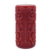 Midnight Shadows Red Ornate Halloween Pillar Candle, 3x6