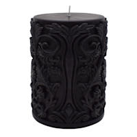 Midnight Shadows Black Ornate Pillar Candle, 3x4