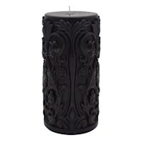 Midnight Shadows Black Ornate Halloween Pillar Candle, 3x6