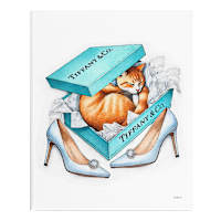 Glam Cat In Shoe Box Canvas Wall Art, 16x20