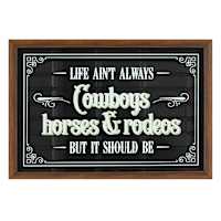 Glass Framed Cowboys Horses & Rodeo Wall Art, 17x12
