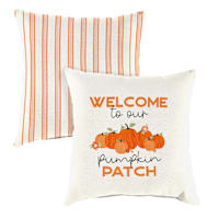 Homespun Harvest Welcome to Our Pumpkin Patch Striped Back Pillow, 16"