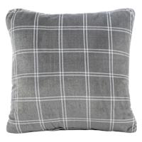 2-Pack Double Windowpane Grey Poly Filled Throw Pillows, 18"
