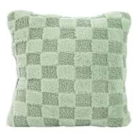 Mint Plush Check Throw Pillow, 18"