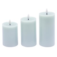 3-Pack Blue LED Pillar Candles, 3x4/3x5/3x6