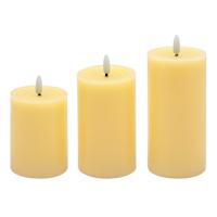 3-Pack Yellow LED Pillar Candles, 3x4/3x5/3x6
