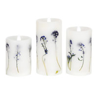 3-Pack Embedded Flower Pillar Candle, 3x4/3x5/3x6