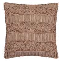Taupe Macrame Throw Pillow, 18"
