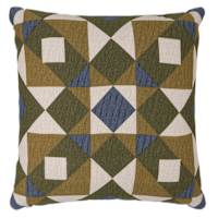 Honeybloom Blue & Green Matelasse Print Throw Pillow, 18"