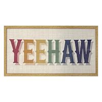 Glass Framed Colorful Yeehaw Paper Print Wall Art, 28x14