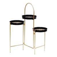 3-Tier Pink & Gold Foldable Metal Plant Stand