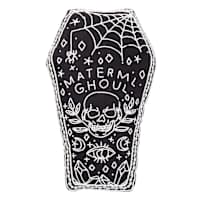 Hey Boo! Beaded Material Ghoul Coffin Throw Pillow