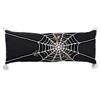 Embroidered & Beaded Spiderweb Throw Pillow, 14x36