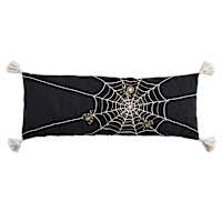 Embroidered & Beaded Spiderweb Throw Pillow, 36x14