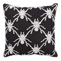 Embroidered Spider Throw Pillow, 18"