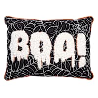 Boo! Loop Embroidered Throw Pillow, 14x20