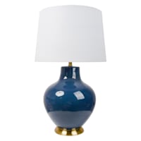 Navy Blue Ceramic Extra Large Table Lamp with Shade, 27"