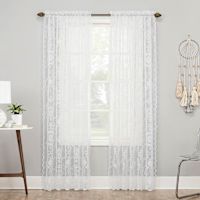 Natalia White Rod Pocket Sheer Window Curtain Panel, 84"