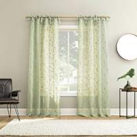 Bethel Sage Green Bow Tab Sheer Window Curtain Panel, 84"