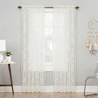 Natalia Ivory Rod Pocket Sheer Window Curtain Panel, 84"