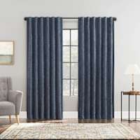 Sun Zero Florencia Indigo Velvet Double Magnet Blackout Single Window Curtain Panel, 84"