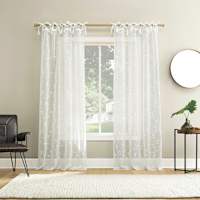 Bethel White Bow Tab Sheer Window Curtain Panel, 84"