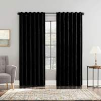 Sun Zero Florencia Black Velvet Double Magnet Blackout Single Window Curtain Panel, 96"