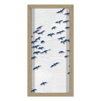 Honeybloom Glass Framed Flock of Birds Print with Silkscreen Wall Art, 12x24
