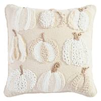 Neutral Embroidered Pumpkins Throw Pillow, 18"