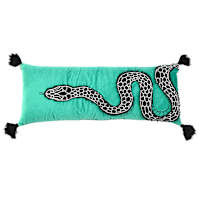 Embroidered Snake Oblong Throw Pillow, 14x36