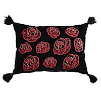 Midnight Shadows Beaded Rose Throw Pillow, 14x20