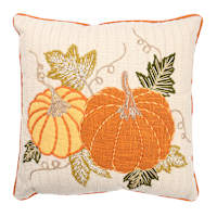 Embroidered Pumpkin Duo Throw Pillow, 18"